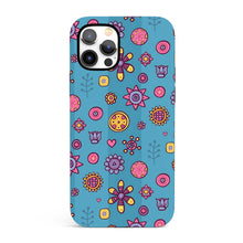 Load image into Gallery viewer, Blue Stripe Floral  - Tough iPhone Case
