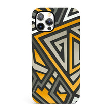 Load image into Gallery viewer, Black &amp; Yellow Geometric  - Tough iPhone Case
