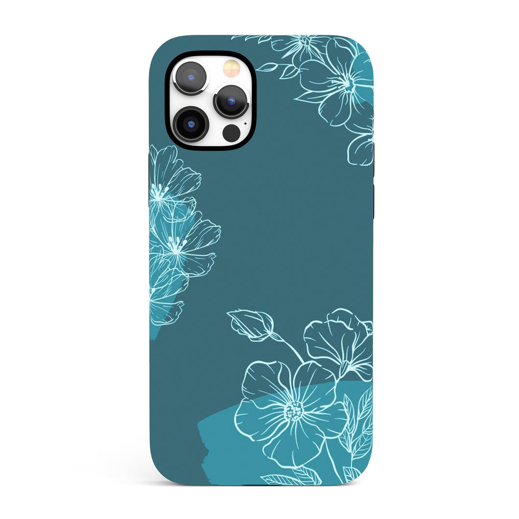 Blue Abstract Floral  - Tough iPhone Case