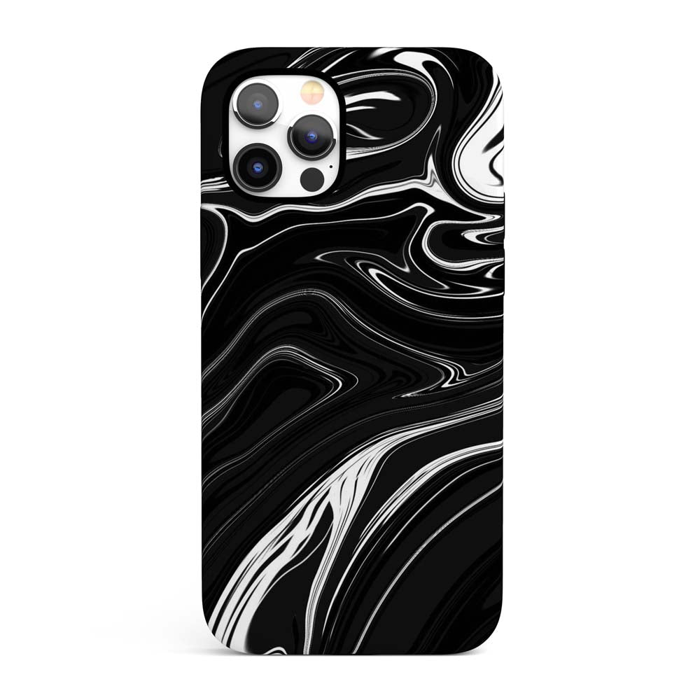 Black Spill - Black and White Tie Dye iPhone Case