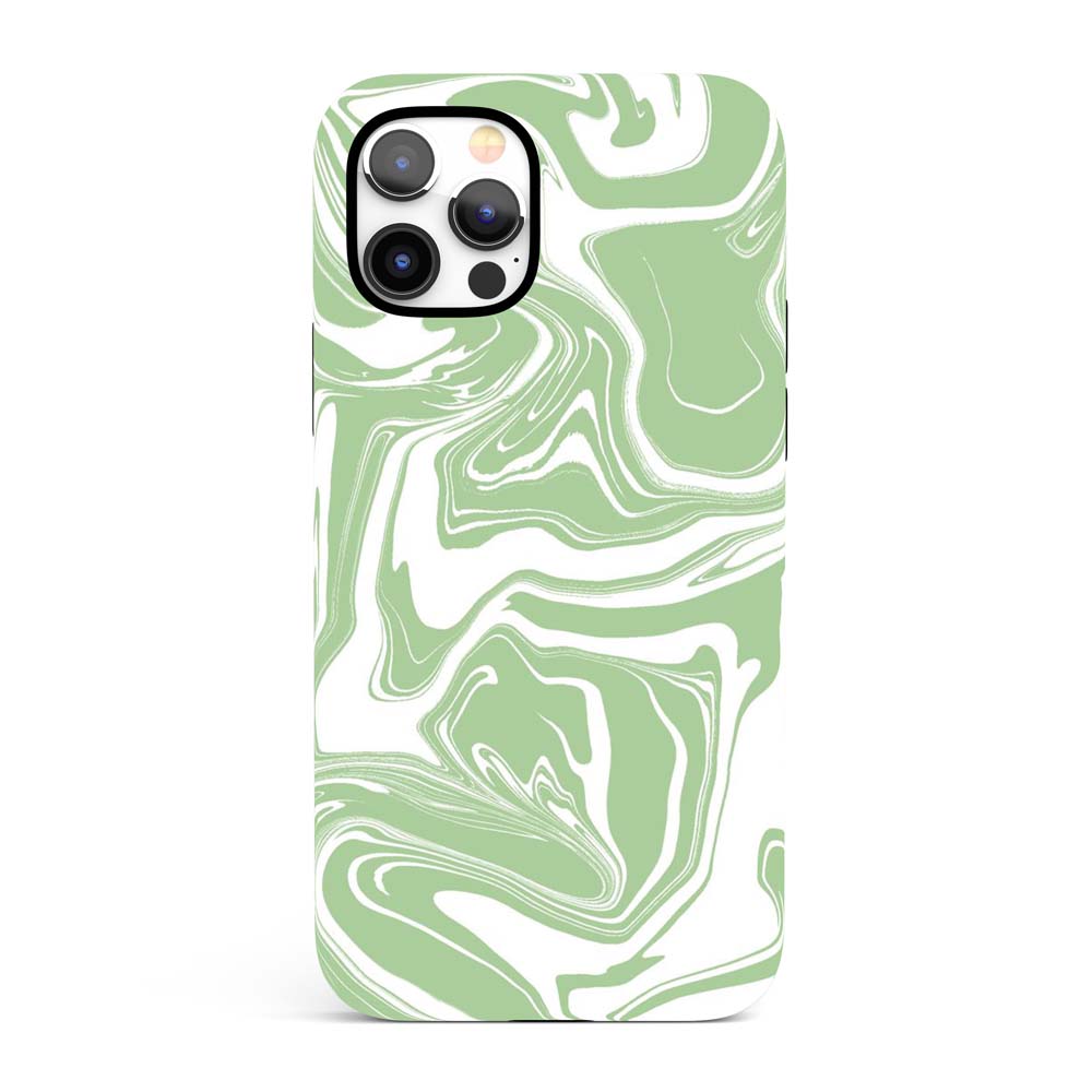 Green Spill - Green and White Tie Dye iPhone Case 