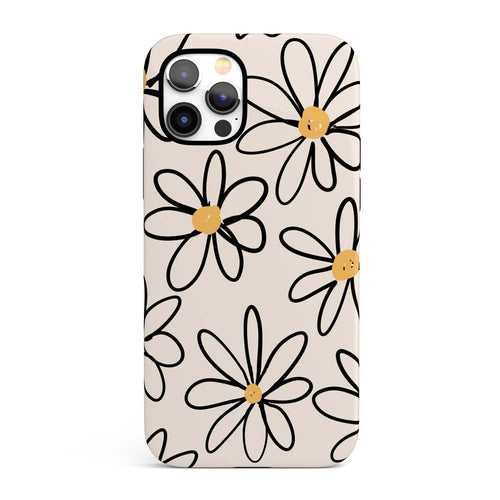 White Graffiti Daisy iPhone Case