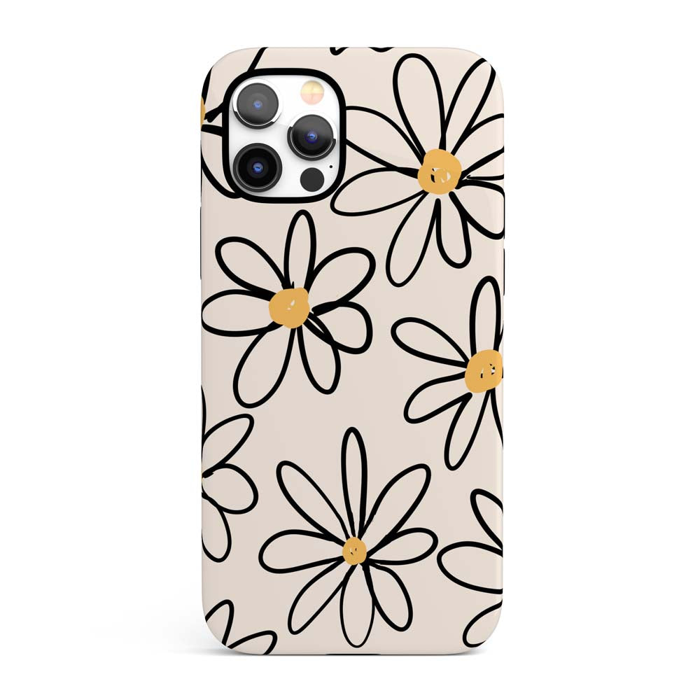 White Graffiti Daisy iPhone Case