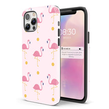 Load image into Gallery viewer, Flamingo Polka  - Tough iPhone Case
