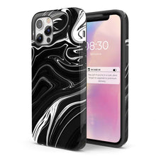 Load image into Gallery viewer, Black Spill - Black and White Tie Dye iPhone Case
