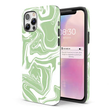 Load image into Gallery viewer, Green Spill - Green and White Tie Dye iPhone Case 
