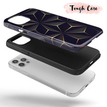 Load image into Gallery viewer, Black &amp; Gold Geometric  - Tough iPhone Case
