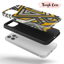 Load image into Gallery viewer, Black &amp; Yellow Geometric  - Tough iPhone Case
