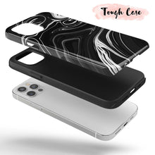 Load image into Gallery viewer, Black Spill - Black and White Tie Dye iPhone Case
