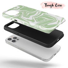 Load image into Gallery viewer, Green Spill - Green and White Tie Dye iPhone Case 
