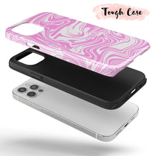 Load image into Gallery viewer, Pink Swirl - Pink and White Tie Dye iPhone Case
