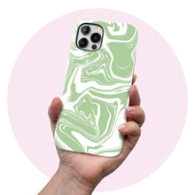 Load image into Gallery viewer, Green Spill - Green and White Tie Dye iPhone Case 
