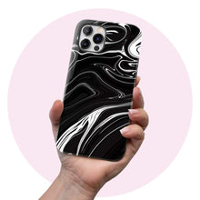 Load image into Gallery viewer, Black Spill - Black and White Tie Dye iPhone Case
