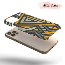 Load image into Gallery viewer, Black &amp; Yellow Geometric  - Tough iPhone Case
