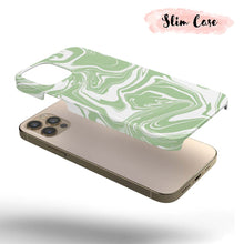 Load image into Gallery viewer, Green Spill - Green and White Tie Dye iPhone Case 
