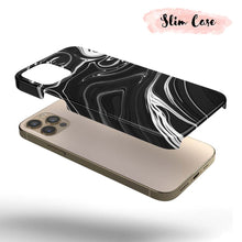 Load image into Gallery viewer, Black Spill - Black and White Tie Dye iPhone Case
